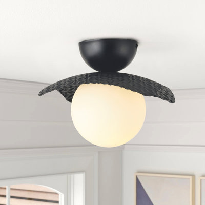 1-Light E12 Bulbs Black Finish Dimmable Semi-Flush Mount Light Fixture