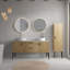 Meuble-lavabo à rayures naturel 60 po avec lavabo en céramique Emilia