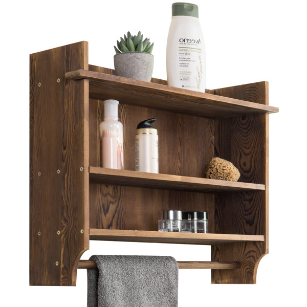 Bathroom Wall Mounted Wooden Towel Bar Holder