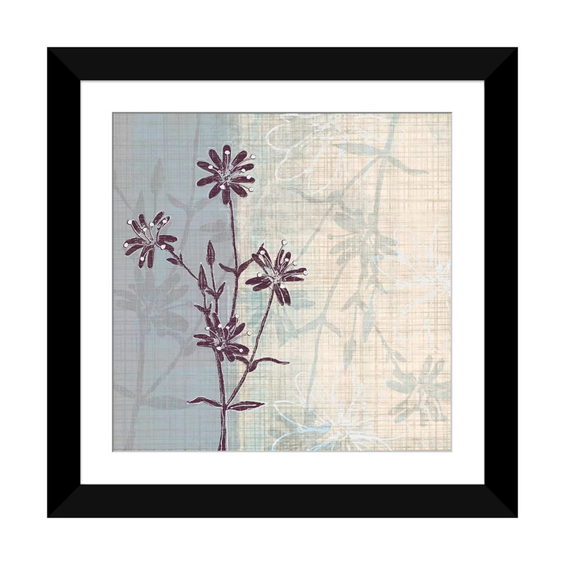 «Periwinkle Fields I», reproduction d'impression sur toile tendue, H 16 po x l 16 po x P 1 po, Papier d'art encadré noir