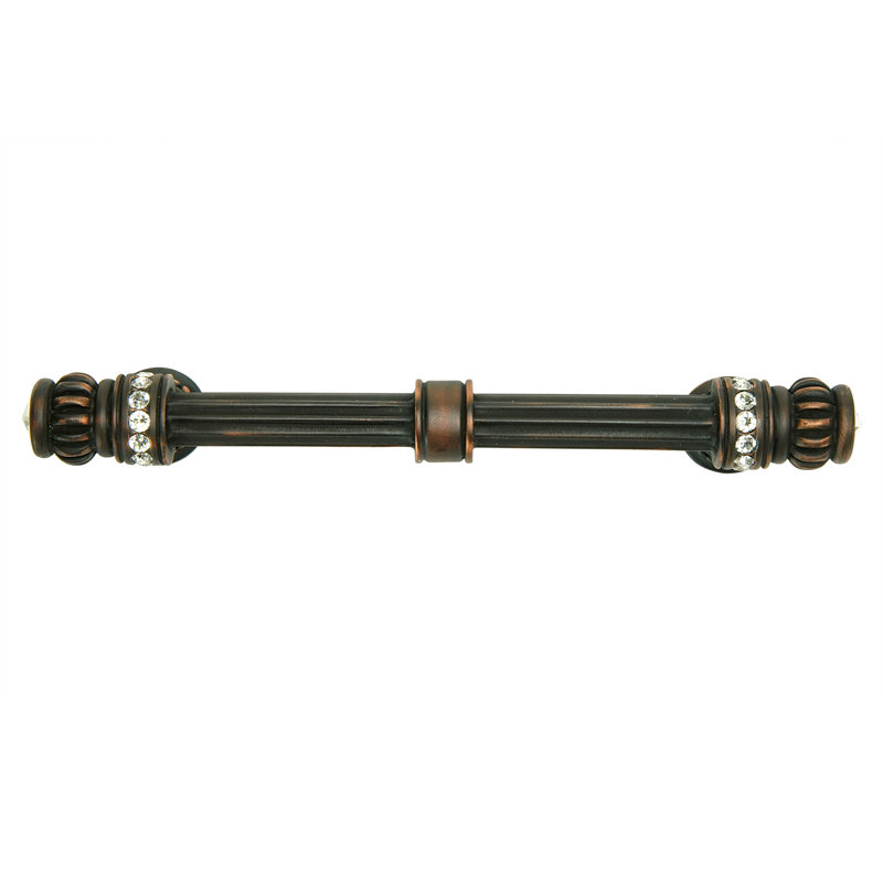 Cache large double crystal 8 inch center to center pull with swarovski crystals in finish Chalice, Oil Rubbed Bronze, 5"