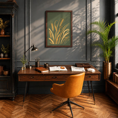 Golden Wheat Study Botanical - Framed Print