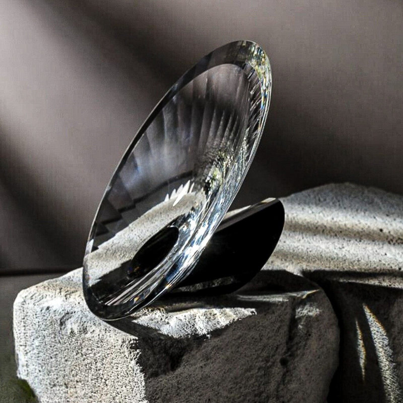 10'' Black and Clear Crystal Asymmetrical Decorative Bowl