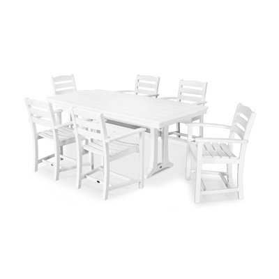 La Casa Café 7-Piece Arm Chair Dining Set with Trestle Legs