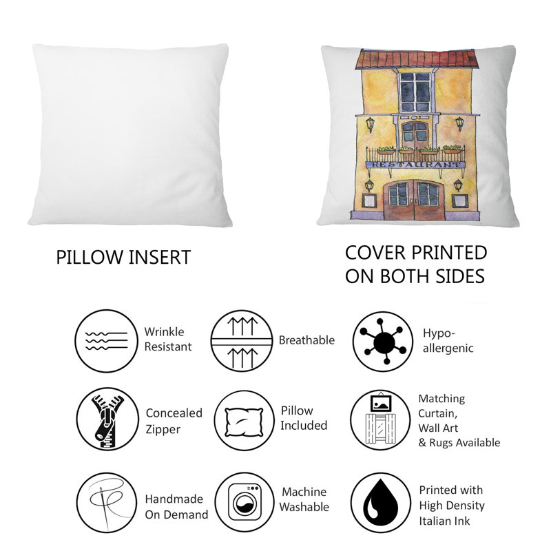 Détail d'une vieille maison de l'Europe - coussin décoratif vintage imprimé