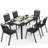 6-Person Patio Dining Set, Stackable Chairs And Rectangular Steel Table With Umbrella Hole