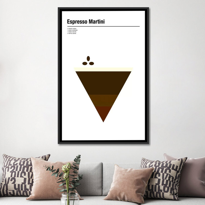 « expresso martini », impression sur toile, H 60 po x l 40po x P 1,5 po, Toile avec cadre noir, Pas de tapis
