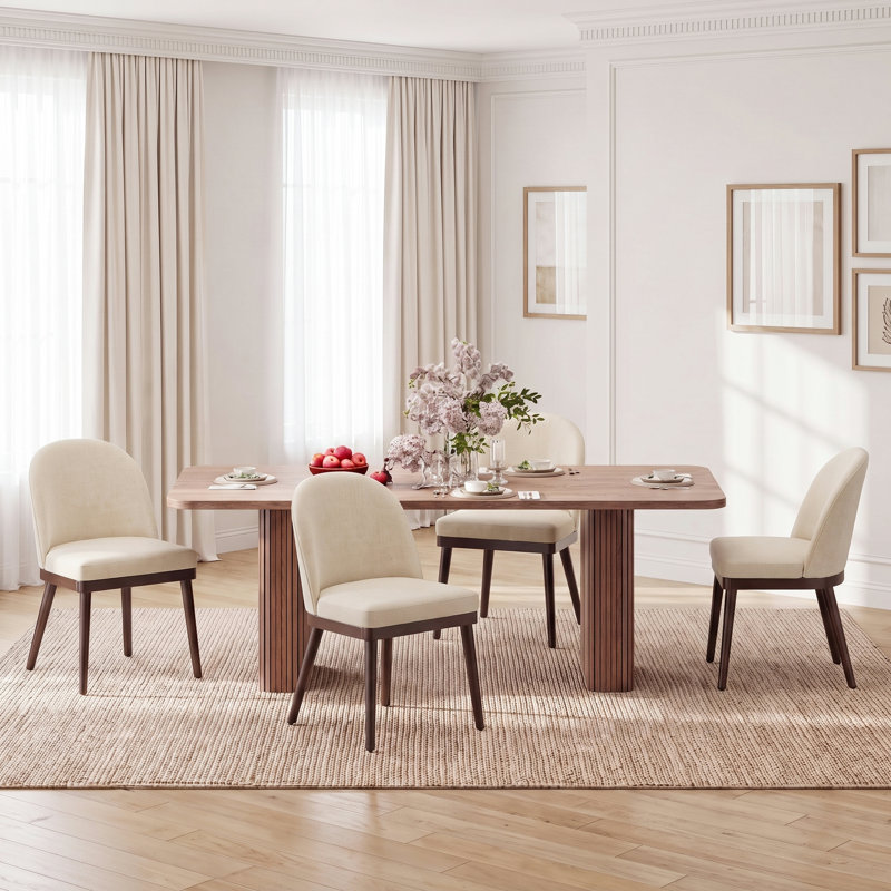 Chaises de salle à manger rembourrées, 4, Beige