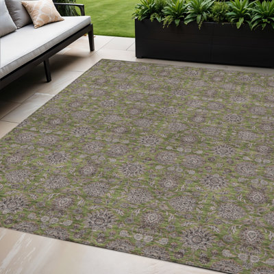 Tapis d'intérieur lavable floral beige 5 pi x 8 pi