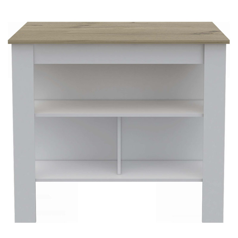 Rockaway 3-Shelf Kitchen Island, Natural/White