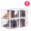 Ensemble de 4 boîtes de rangement pour chaussures empilables en plastique transparent pour hommes US 14 / femmes US 15 Large