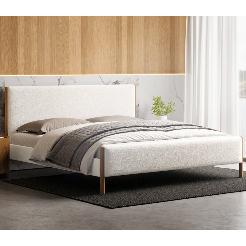 Earley Upholstered Platform Bed, King, White