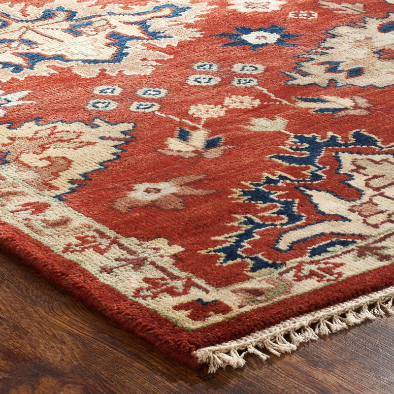 Wool Oriental Area Rug in Rust, Rectangle 9' x 12'