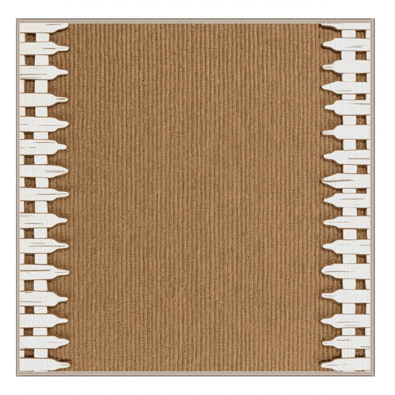 Washable Picket Fence Border Farm Area Rug, Rectangle 3' x 5'