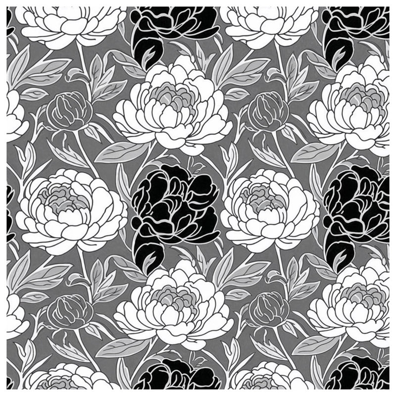Couvertures à motifs floraux monochromes de pivoines, L 50 po x H 60 po