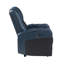 Fauteuil inclinable électrique en cuir bleu et noir avec Bluetooth, chargeur sans fil et porte-gobelet