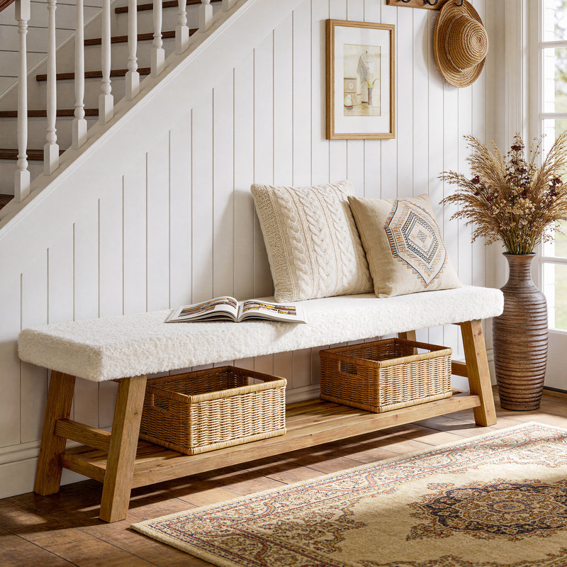 Polyester Blend Upholstered Storage Bench