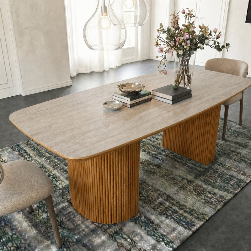 Table de salle à manger 71 "Mid-Century, H 29,5 po x P 71 po x l 35,4 po
