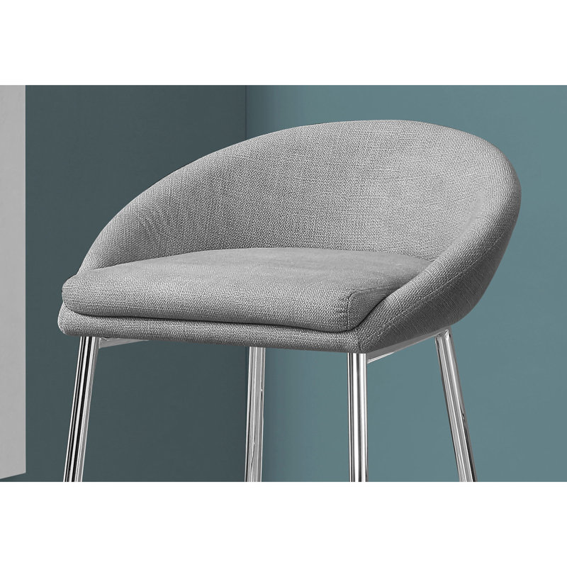 Tabouret de bar 2 pièces, hauteur, revêtement gris texturé, base en métal, revêtement confortable, utilisation