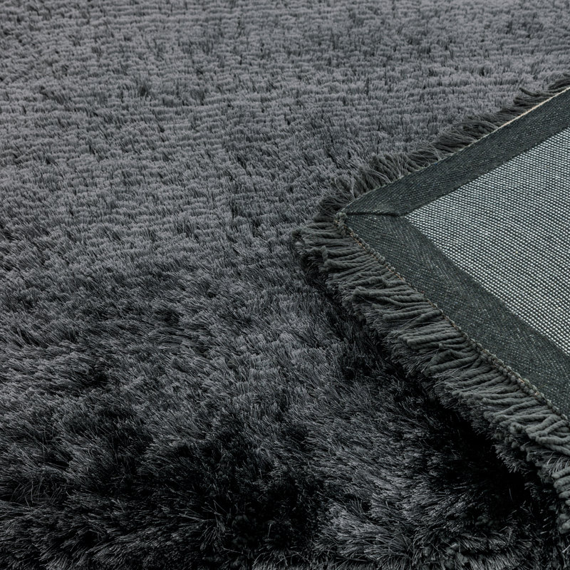 Plush Deep Pile Shaggy Slate Rug, Rectangle 140 x 200cm