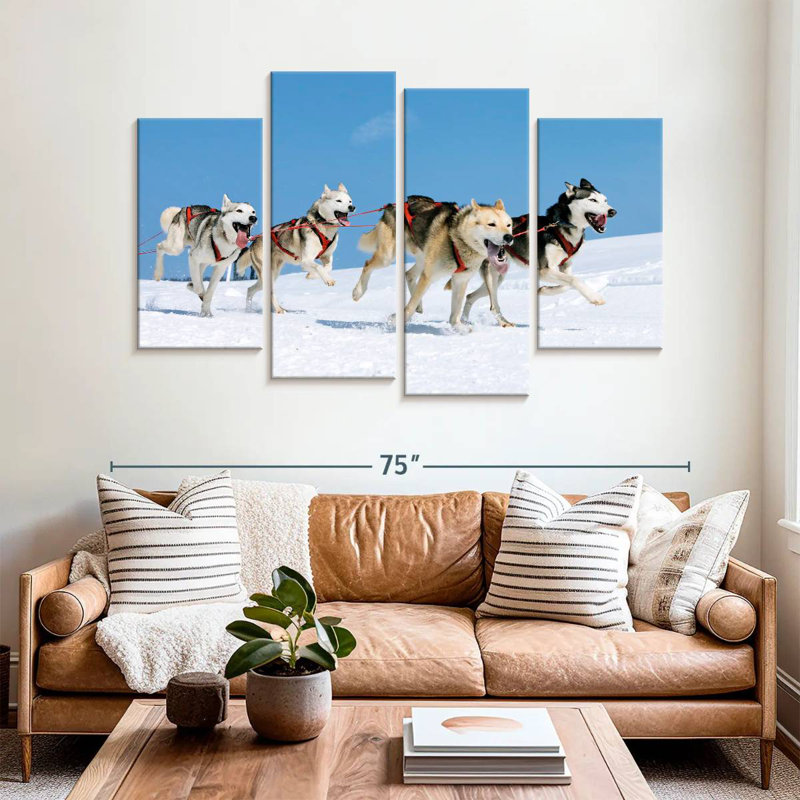 Chiens de traîneau Husky, H 42 po x l 68 po