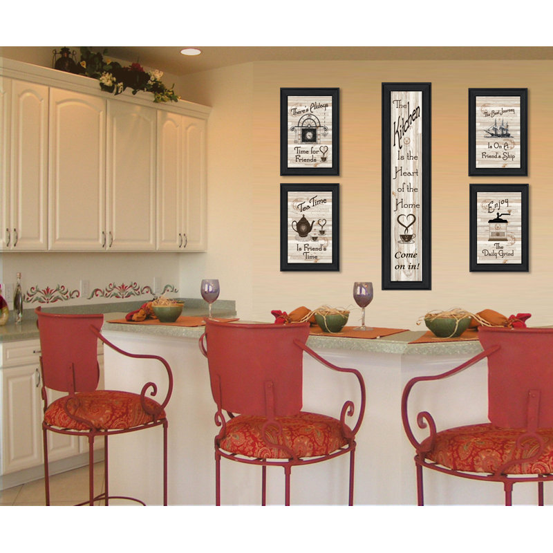 «Kitchen Friendship Collection» par Milkwork Engineering - Impression de 5 cadres photo sur papier, Cadre noir
