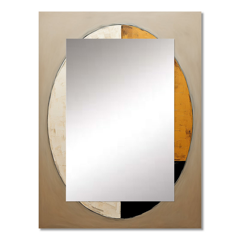 New Balance Midcentury Abstract Minimalisme - grand miroir mural moderne Mid-Century, miroir décoratif doré, impression d'art en métal