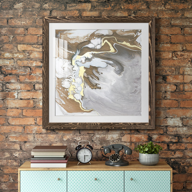 " Hydrous " Painting Print, 17" H x 17" W x 1.5" D, Walnut Framed