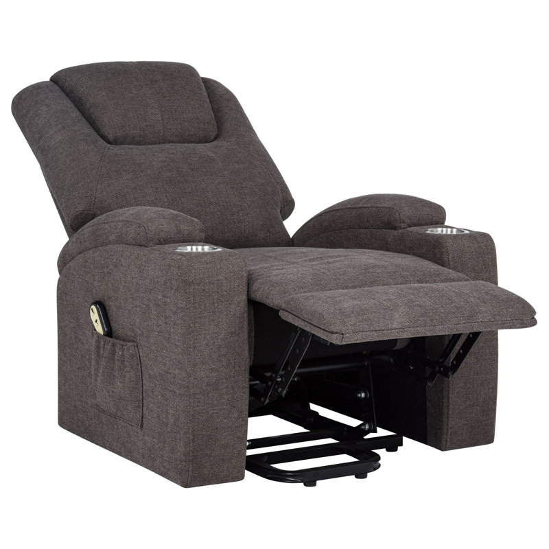 Louie Chenille Upholstered Power Lift Massage Chair Brown, Brown