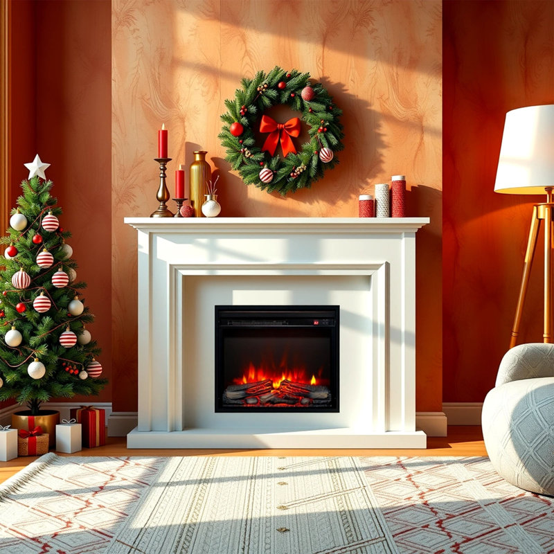 23 inch electric fireplace insert, thin heater with log set & realistic flame, remote control with timer, overheating protection