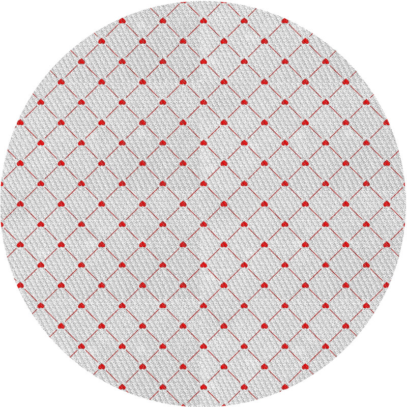 Tapis gris/rouge à motifs Billerica, Rond 8 pi