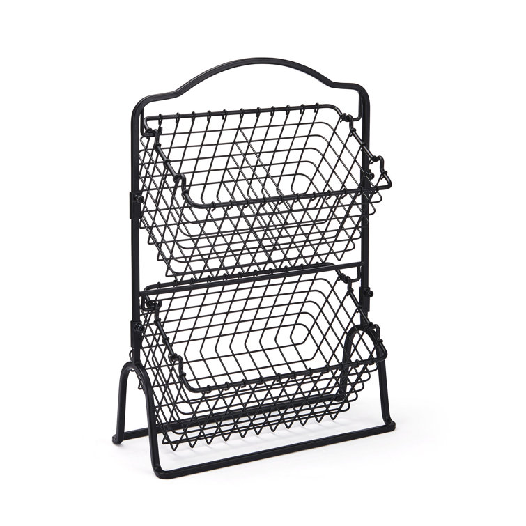 Basics Stackable Metal Wire Storage Basket Set for Kitchen
