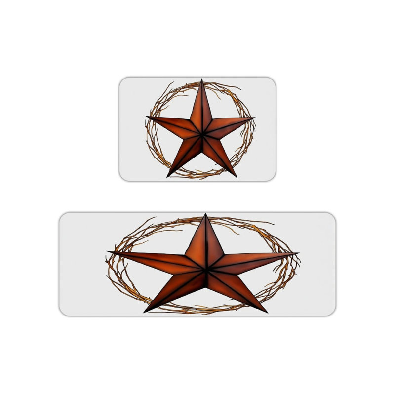Ensemble de 2 tapis de cuisine Brown Rustic Star