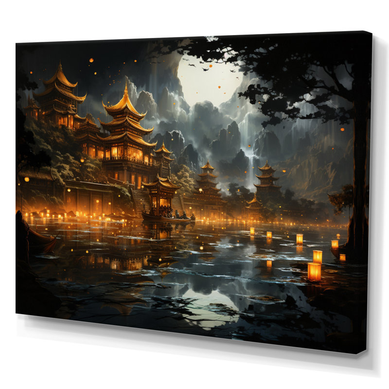 «China Art Golden Temple I», reproduction, H 30 po x l 40 po x P 1,5 po, Toile tendue