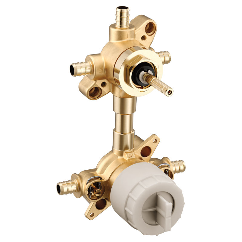M-CORE 3-Series Mixing Valve With 2 Or 3 Function Integrated Transfer Valve With Crimp Ring PEX Connections And Stops