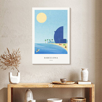 Affiche de voyage rétro Aime Barcelona Beach