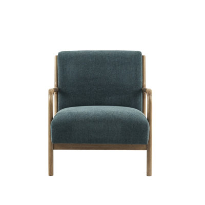 Méridienne Mid-Century moderne sarcelle avec pieds et revêtement en bois massif