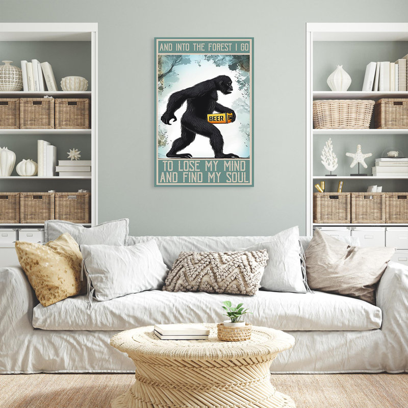 Bigfoot And Into The Forest I Go 1 - 1 Piece Rectangle Graphic Art Print On Wrapped Canvas, H 36 po x l 24 po x P 1,25 po