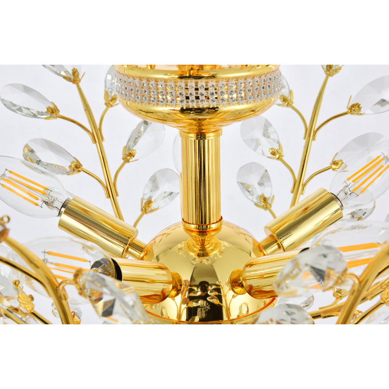Lustre à niveaux unique et remarquable à 8 lumières Stever, Coupe royale, Or