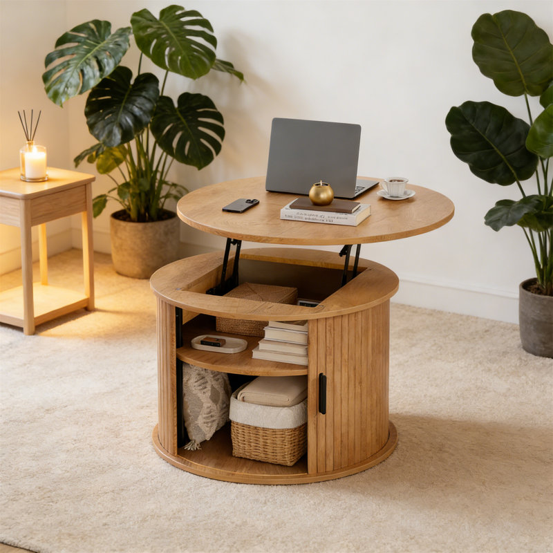 Coffee Table with Storage, Light Brown