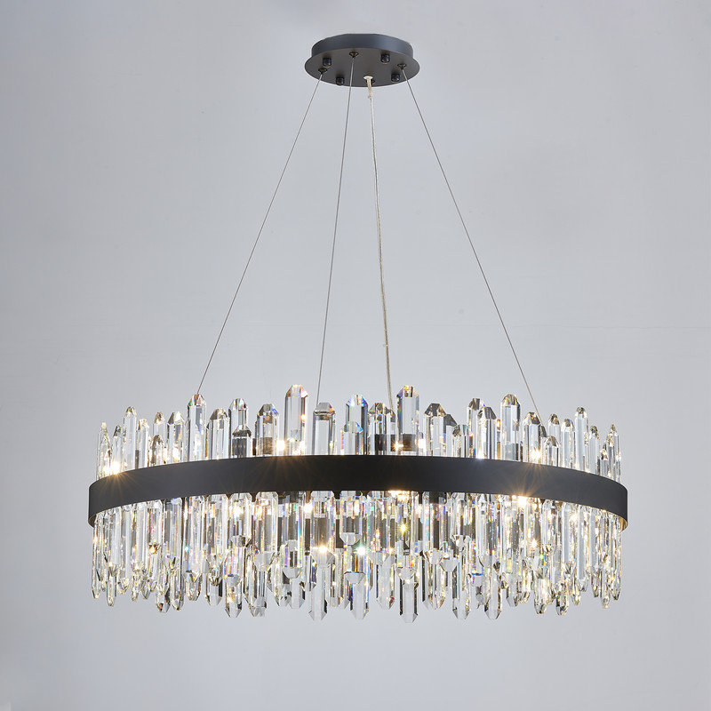 Xzavious Dimmable Cylinder Chandelier, 9.6" H x  23.62" W x 23.62" D, Black, 24