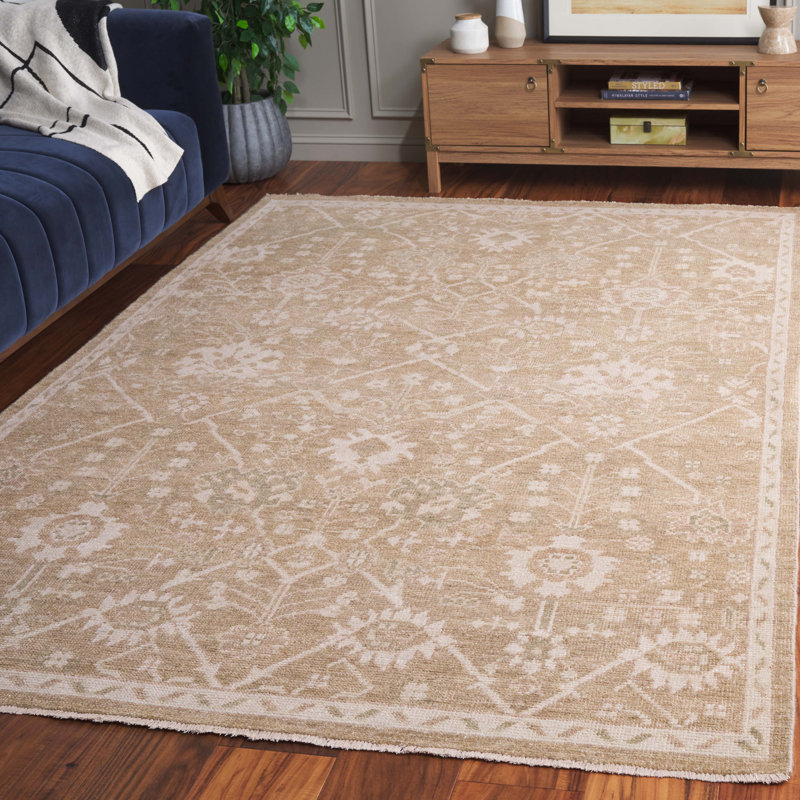 Tapis oriental en laine noué à la main Kline, Gold, Rectangulaire 8 pi x 10 pi