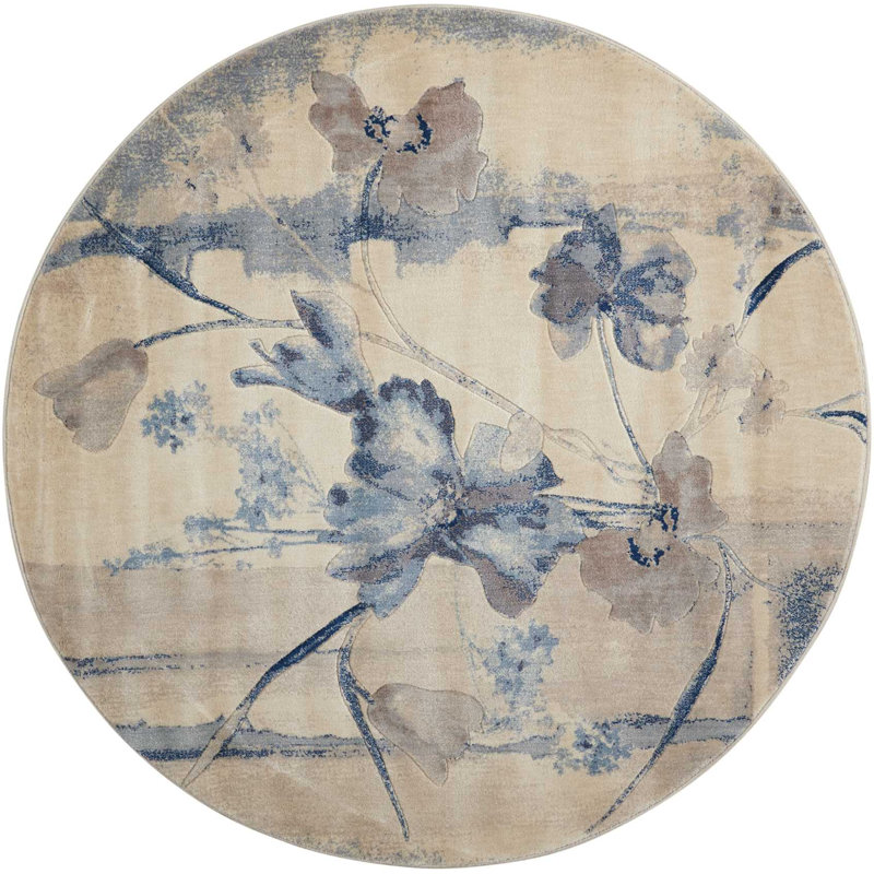 Yulene Floral Indoor Rug, Round 5'6"