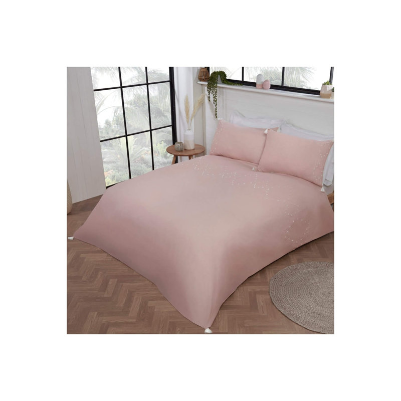 Rohrbaugh Polyester Solid Colour Duvet Cover Set with Pillowcases Included, Super King - 2 Standard Pillowcases, Blush
