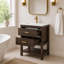Meuble-lavabo simple 31 po en noyer avec surface en composite Aastha-242859886