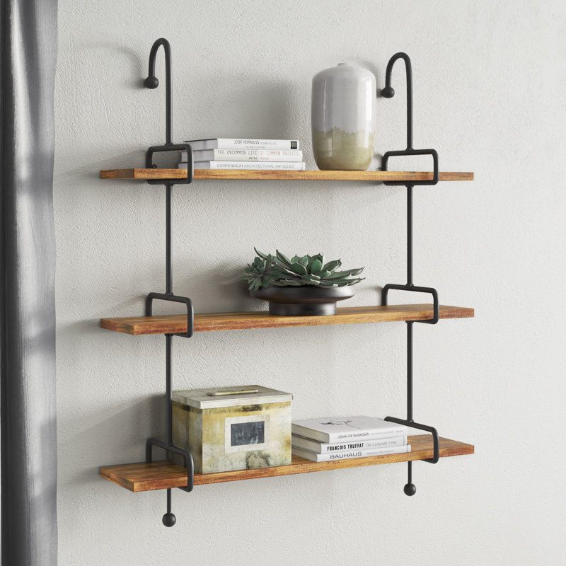 Arul 3 Piece Tiered Shelf, Natural Black