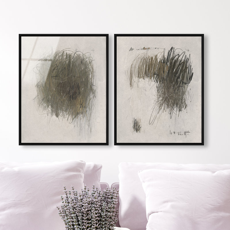 Modernist Sketch Set Set by Oliver Gal, 17"H x 21"W, Black Floater Frame