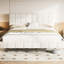 Queen White Boucle Bed With Floating Function And , Soft Material, Unique Atmosphere, - Collision Feature, Effortless Cleaning Multi Tone Lighting Skin Upholstery, Futuristic Style, Protection,-129961548
