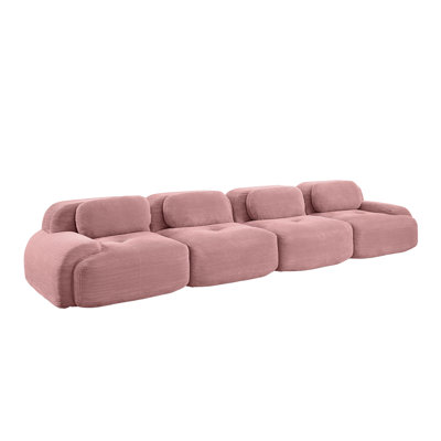 3-Seat Sofa Premiumcorduroy Fabric Fabric Modular Multi-Combination Anti-Slip Design No Assembly Curved Armrests Ergonomic Support High-Resilience Sponge For Living Rooms Bedrooms,Blue