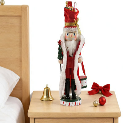 Wooden Christmas Soldier Nutcracker Decorations, 14.2 Inch Nutcracker Figure Christmas Decor for Shelves and Tables
